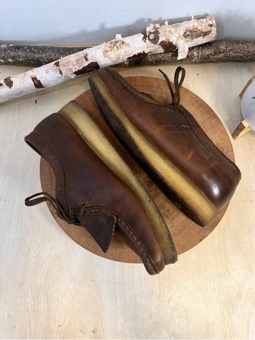 Clarks Originals Wallabee Brown Oily Beeswax Leather Moccasins Women's Size 10